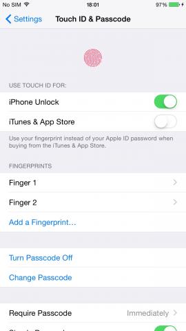 touch id passcode