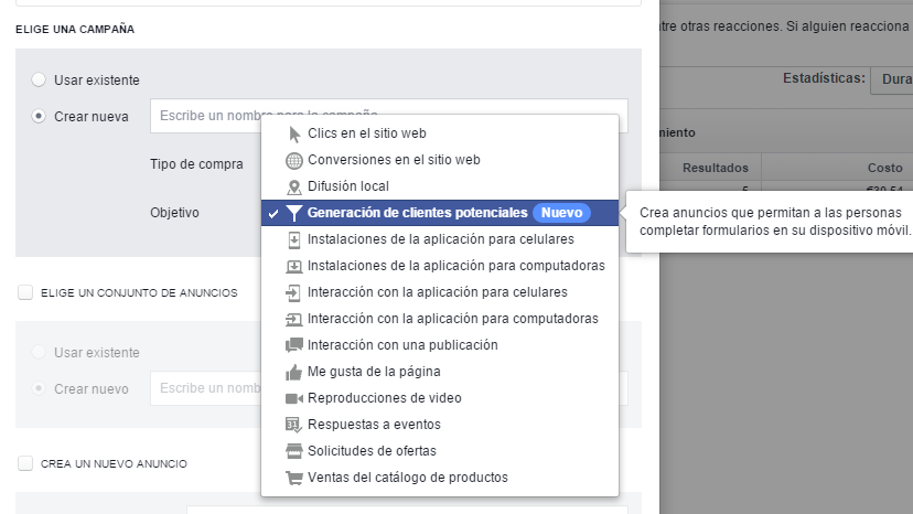 Configuración lead ads facebook